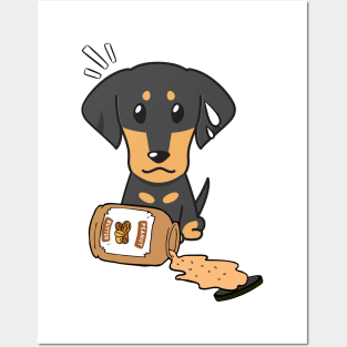 Cute Dachshund spilled a jar of peanut butter Posters and Art